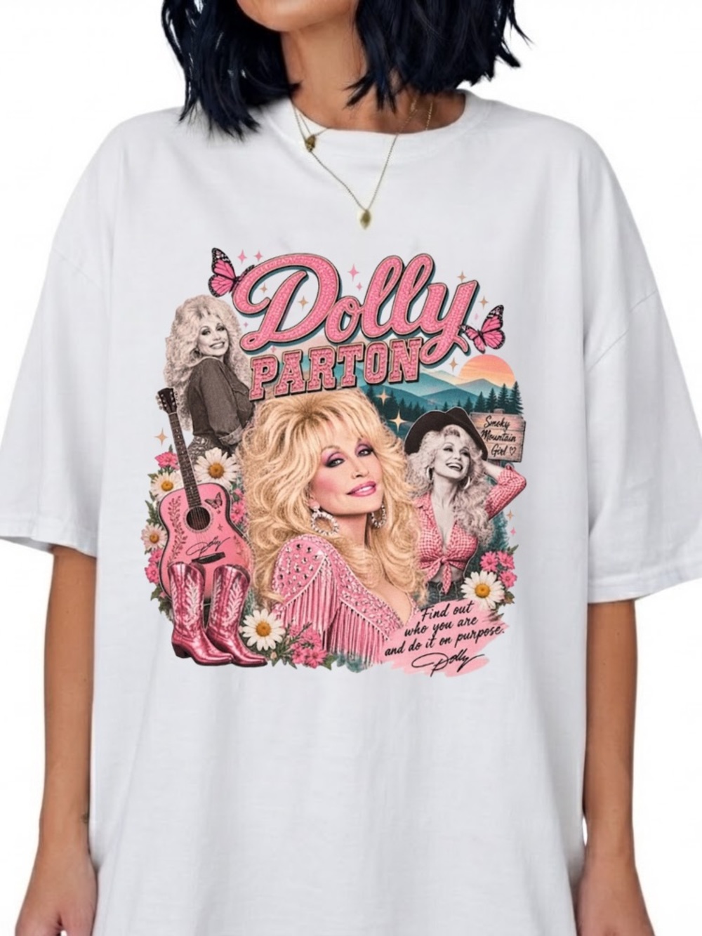 Dolly Parton Find Out Who You Are Pink Vintage Memories T-Shirt